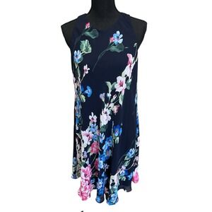 Lauren Ralph Lauren Navy Blue Floral Print A-Line Jersey Dress Women's‎ Size 8